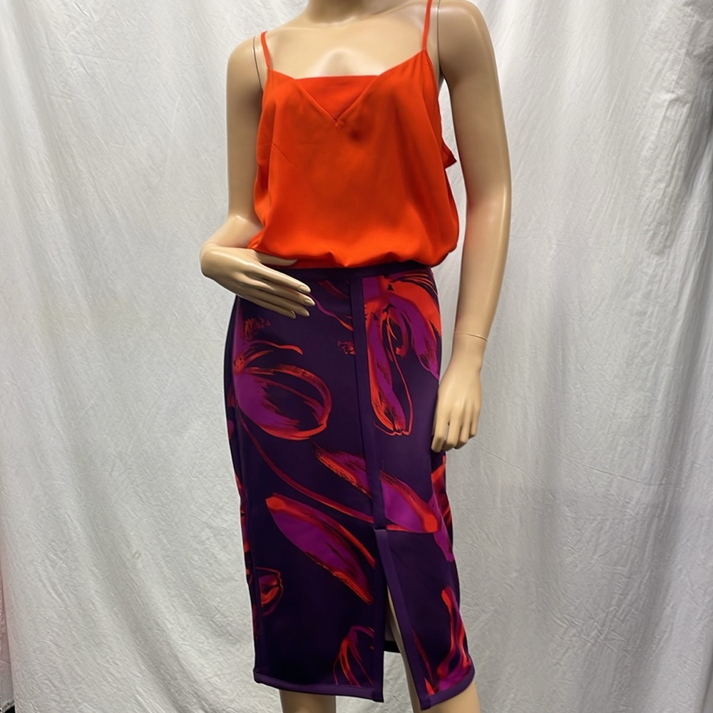 Worthington Women's Beautiful Purple Bright Floral Pencil Skirt NWOT